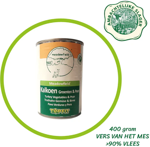 Topfit Hond Delicatesse Kalkoen, Groenten en Peer 4 Blikken à 400gr