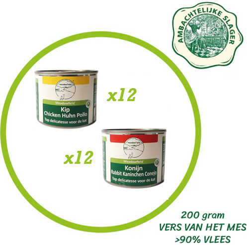 Topfit Kat Delicatesse mix van Kip en Konijn 24 Blikken à 200gr