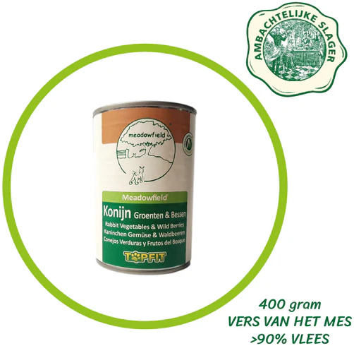 Topfit Hond Delicatesse Konijn, Groenten en Bessen 4 Blikken à 400gr