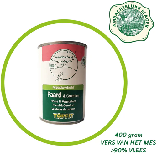 Topfit Hond Delicatesse Paard en Groenten Blik 400gr