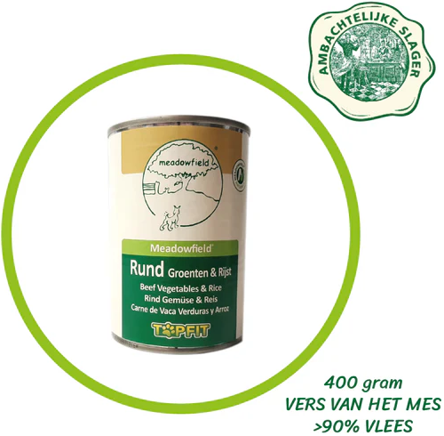 Topfit Hond Delicatesse Rund, Groenten en Rijst 4 Blikken à 400gr