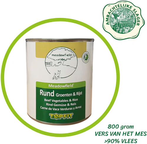 Topfit Hond Delicatesse Rund, Groenten en Rijst 8 Blikken à 800gr